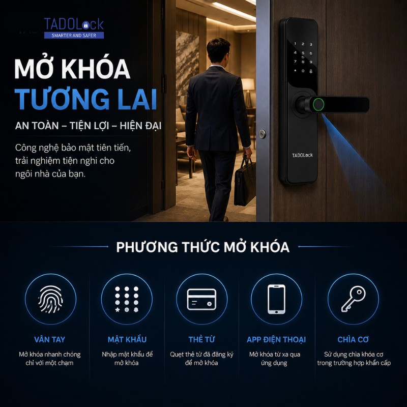 Khoá thông minh cửa gỗ TDL 21 19 phuong thuc mo khoa