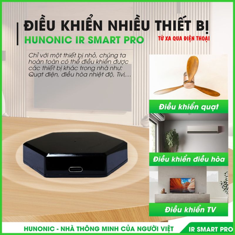 Bộ điều khiển hồng ngoại wifi Hunonic IR Smart Pro, điều khiển Tivi, Điều Hoà qua điện thoại 9 ir smart pro 01